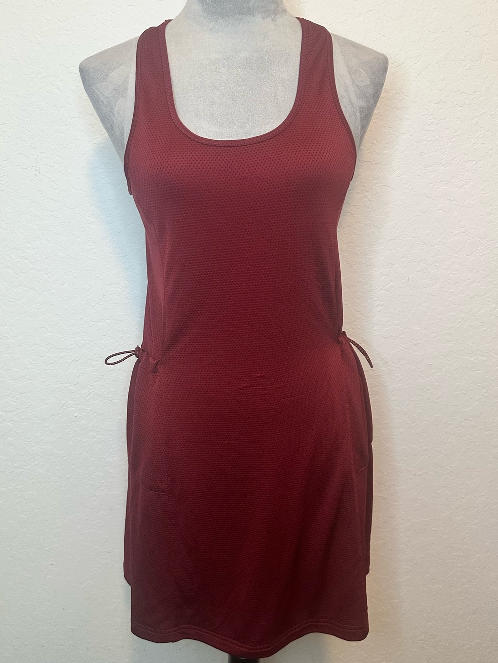 Outdoor Voices RecMesh Dress Burgundy Racerback Adjustable Waist Athletic Size S